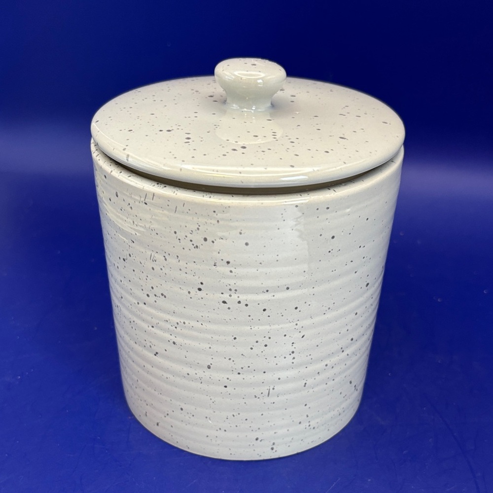 At Home Gray Speckled Ceramic Canister with Sealed Lid